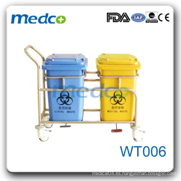 WT006 Caja de basura de acero inoxidable + plástico para hospitales